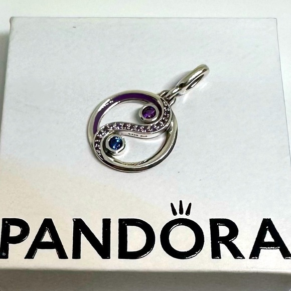 Pandora Sterling Silver Yin & Yang Balance Medallion Charm with Enamel & Crystal - Picture 1 of 10
